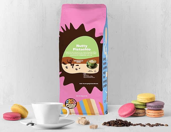 Crazy Cups Flavored Ground Coffee, Pistachio Coffee in 10 oz Bag, For Brewing Hot or Iced (Pack of 2)