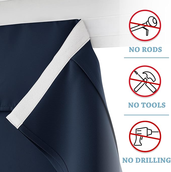 RYB HOME Navy Blue Door Curtains, Blackout Privacy Window Shade Thermal Insulated Roll Up Blinds Small Window Decor for French Patio Glass Door, W26 x L40 inch, 1 Panel