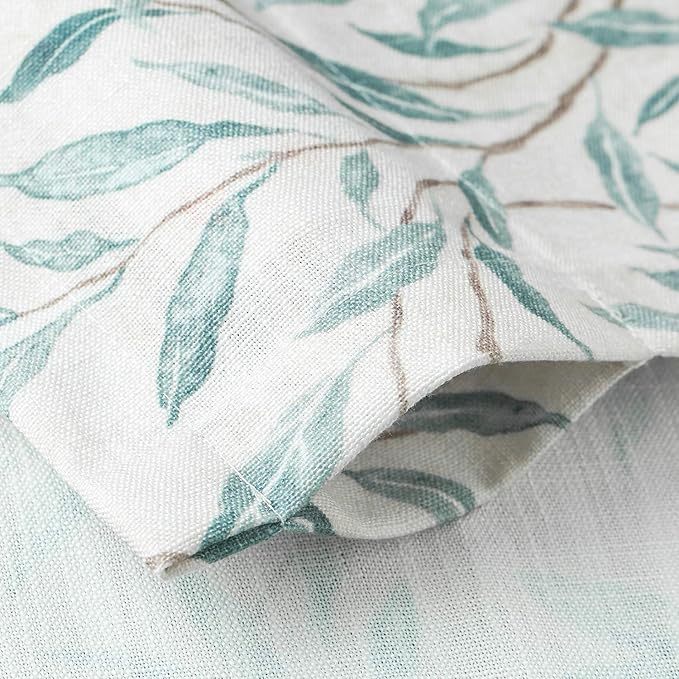 VOGOL Blue Valances for Windows, Lovely Leaf Print Window Shades Rod Pocket Kitchen Valances for Windows Farmhouse Cafe, 52 x 12, One Piece