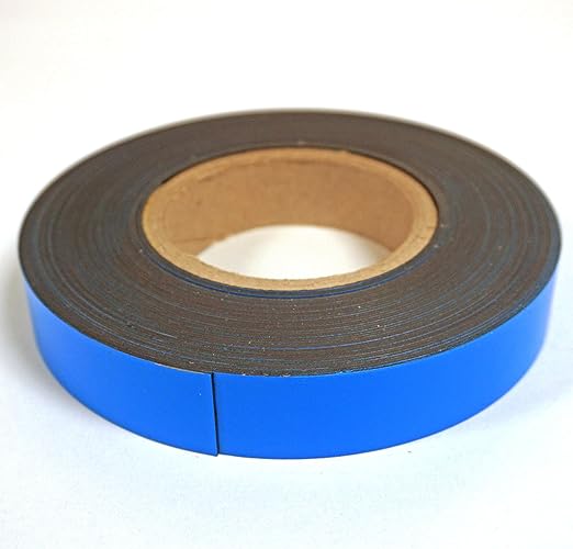 Master Magnetics Magnetic Labeling Strip with Blue Vinyl Surface - 1/32" Thick, 1" Height, 50 Feet, 1 Roll, ZGN03040B/WKS50