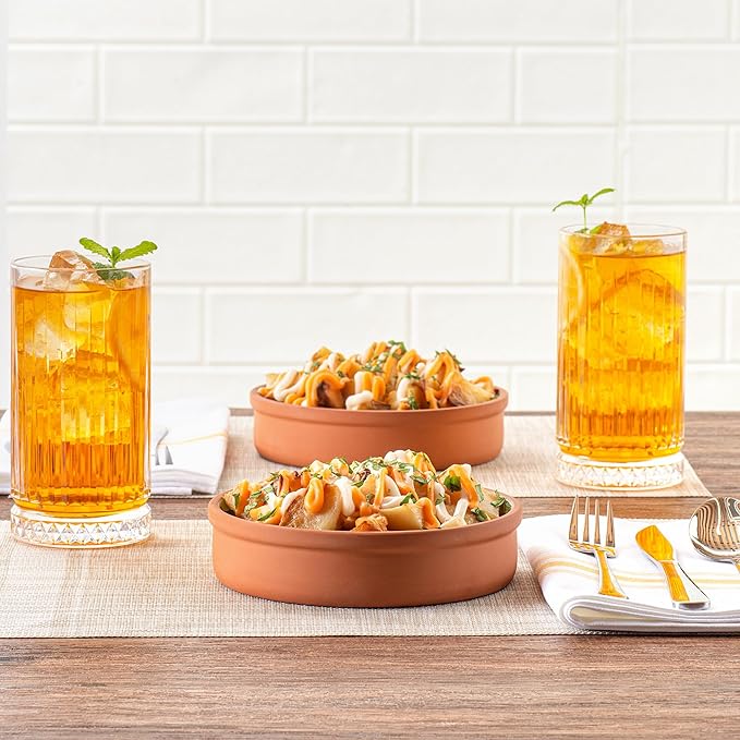 Restaurantware-Terra Tek 15.2 Ounce Terracotta Cazuelas, 2 Green Glazed Clay Pots For Cooking - Oven-Ready, Microwavable, Terracotta Serving Pots, Dishwashable, For Cooking And Serving