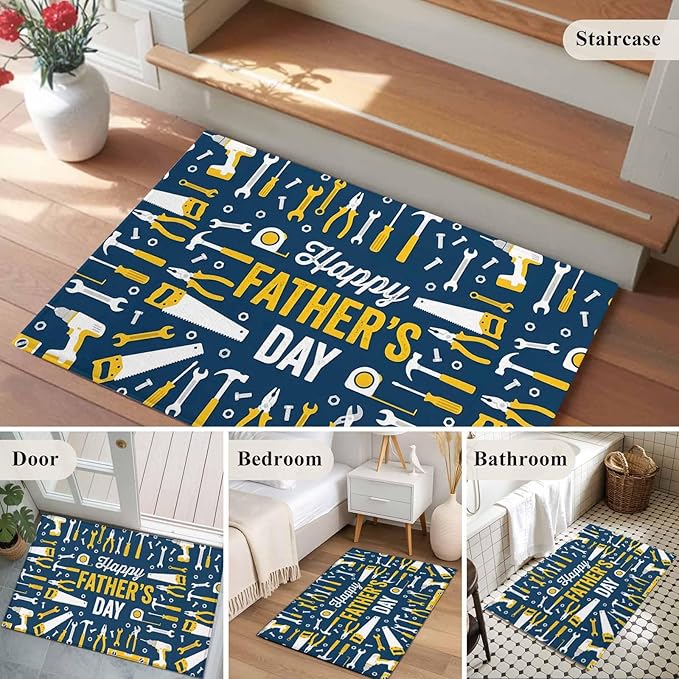 Father's Day Rectangle Rug 2x3 ft Hand Tools Workshop Equipment Soft Area Rug for Living Room Washable Non-Slip Carpet Indoor Mat for Bedroom Dining Room Holiday Decor