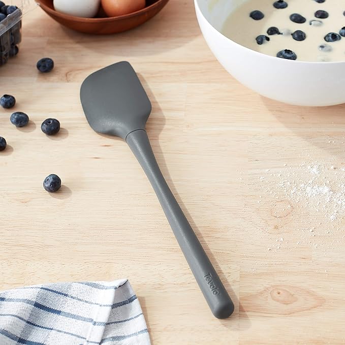 Tovolo Silicone Spatula for Cooking Baking Mixing Scraping Bowls Heavy Duty Dishwasher Safe Large Long Handle BPA Free One Piece Silicone Spatula Kitchen Utensil Heat Resistant, Charcoal Gray