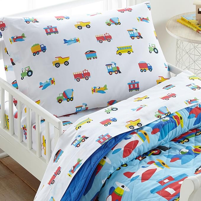 Wildkin Kids Microfiber Standard Pillowcase – Soft & Breathable Pillow Cover - Trains, Planes and Trucks