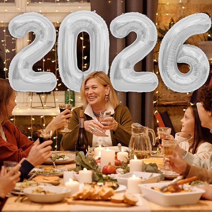 2026 Balloons, 40 inch 2026 Silver Number Balloons, 2026 Happy New Years Decorations, Large Foil Balloons Number for New Years Eve Party Supplies 2026, Class of 2026 Graduation Decorations