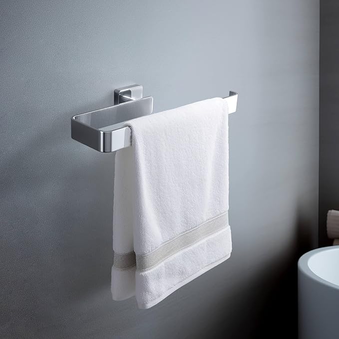 KIBI Blaze 10-Inch Bathroom Towel Bar – Solid Brass, Wall Mounted Hand Towel Holder, Sleek Modern Design, Rust-Resistant, Perfect for Bathroom, Vanity & Kitchen Sink Area (Chrome) (KBA16)
