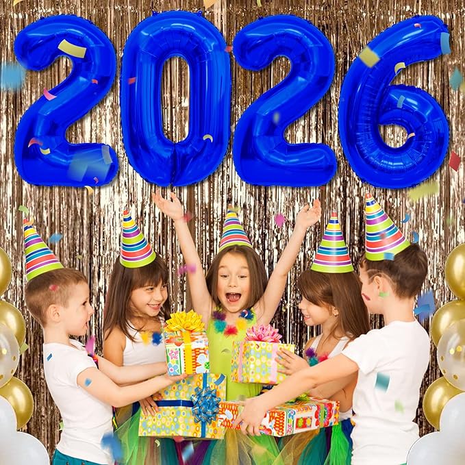 2026 Blue Foil Numbers Balloons(40 Inch) Happy New Years Eve Party Supplies 2026 New Year Graduation Balloons Decorations 20 26 Signs Props Birthday Anniversary Wedding Festival Ornament Decor