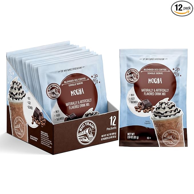 Big Train Mocha Blended Iced Coffee Beverage Mix, 2.9 oz Packets (Pack of 12)