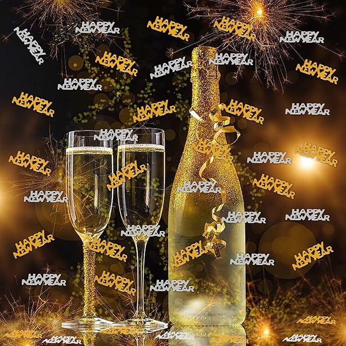 500 Pcs New Year Confetti, Gold 2026 Table Shiny Confetti Glitter for Happy New Year Decorations 2026 New Years Eve Table Decorations
