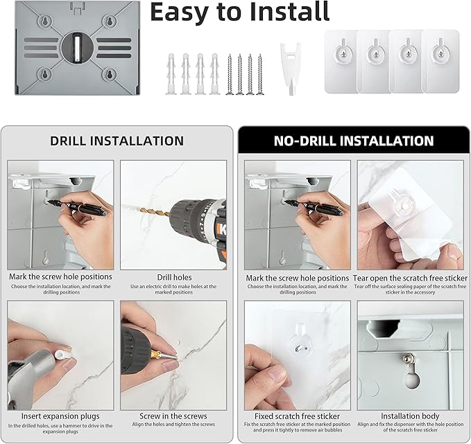 Paper Towel Dispenser Wall Mount Silver Upgraded Plastic Thickness for Universal 10” Multifold Trifold Z Fold Hand Towel Tissue Holder with Lock for Commercial Restroom Bathroom