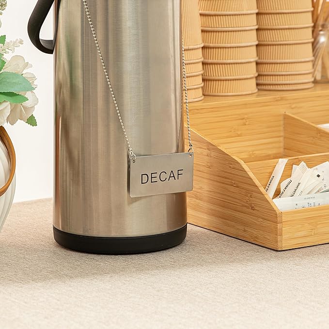 Restaurantware 26 Inches Chafer Urn Chain and 3.5 x 1.6 Inch "Decaf" Label - 12 Count - Met Lux Stainless Steel Chafing Dish Accessory, Durable, Easy to Use - Label for Catering, Buffet