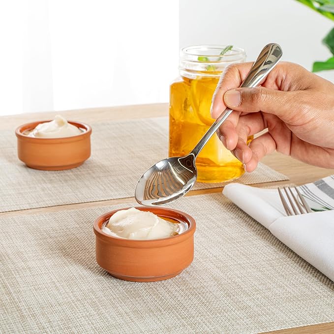 Restaurantware Terracotta Cazuela Bowls 2 Pack of 3 oz Durable Rustic Serving Dish Glazed Oven-Safe Bowl Freezer-Safe Tapas Dish Microwave-Safe Dishwasher-Safe