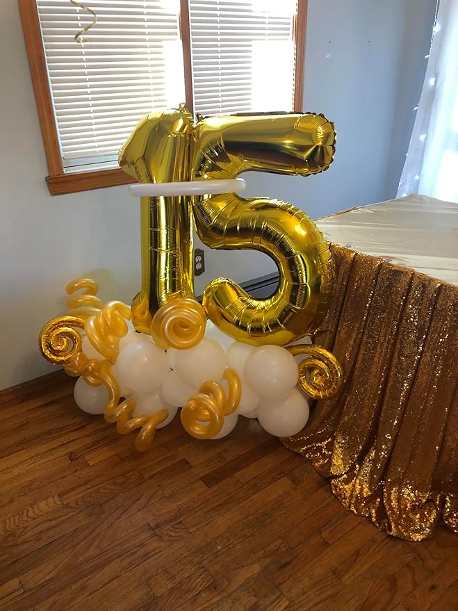 5 Balloon Number Gold Party Decorations for Girl Boys, 40 In Big Five Balloons for Engagement, Wedding, Celebration Party, Graduations, Photo Shoot