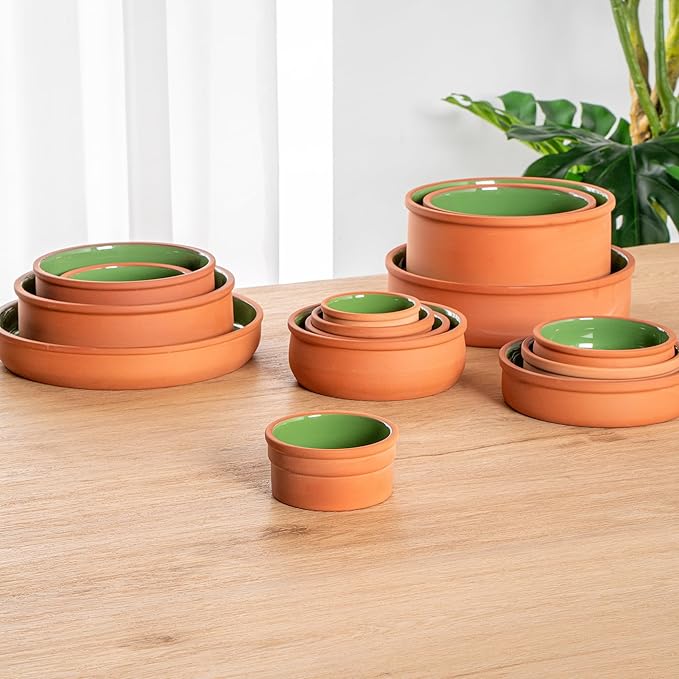Restaurantware Terracotta Cazuela Bowls 2 Pack of 5 oz Durable Rustic Serving Dish Glazed Oven-Safe Bowl Freezer-Safe Tapas Dish Microwave-Safe Dishwasher-Safe