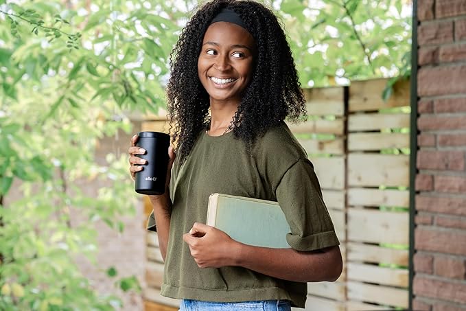 Ello Jones Stainless Steel Travel Coffee Mug - Travel Tea Mug, 11oz, Black