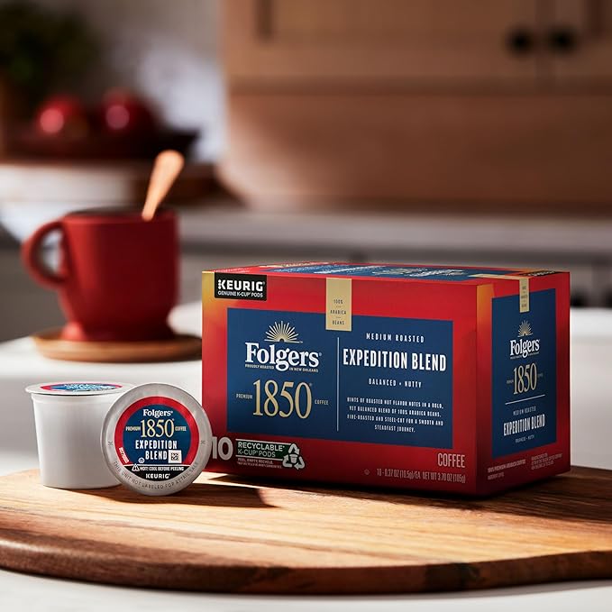 Folgers 1850 Expedition Blend Medium Roast Coffee, 60 Keurig K-Cup Pods