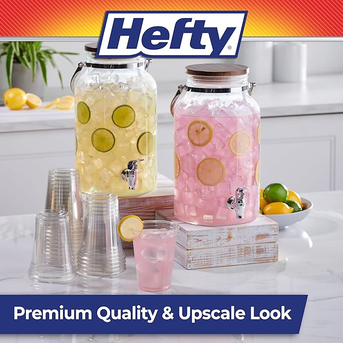 Hefty Party Perfect Clear Plastic Cups, Large Clear Party Cups for Easy Cleanup and Large Gatherings, Recyclable, 18 Ounce, 28 Count (Pack of 2)