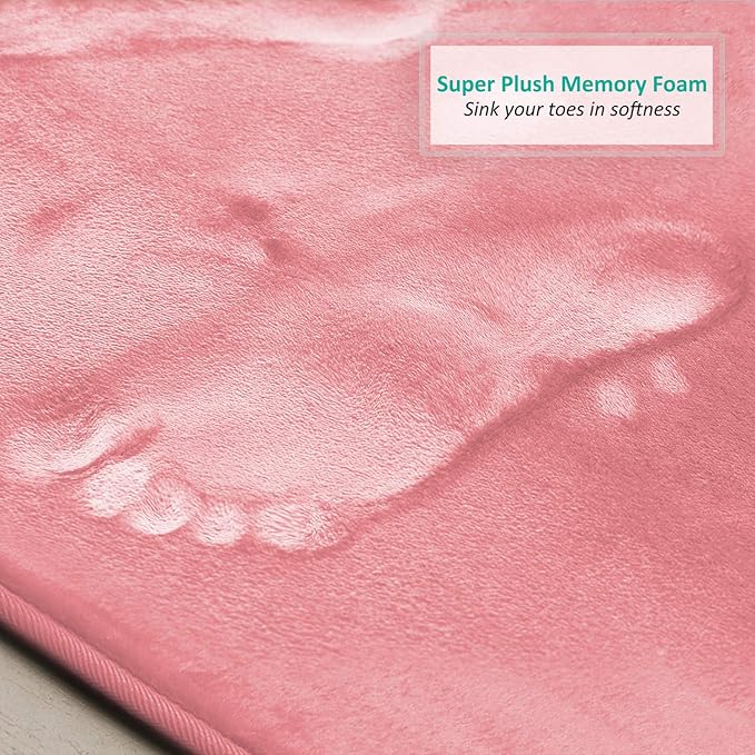 Clara Clark Bathroom Rugs, Velvet Memory Foam Bath Mat, Non-Slip Bath Rugs, Machine Wash, Dries Quickly, Ultra Soft Plush Bath Mats for Bathroom,
