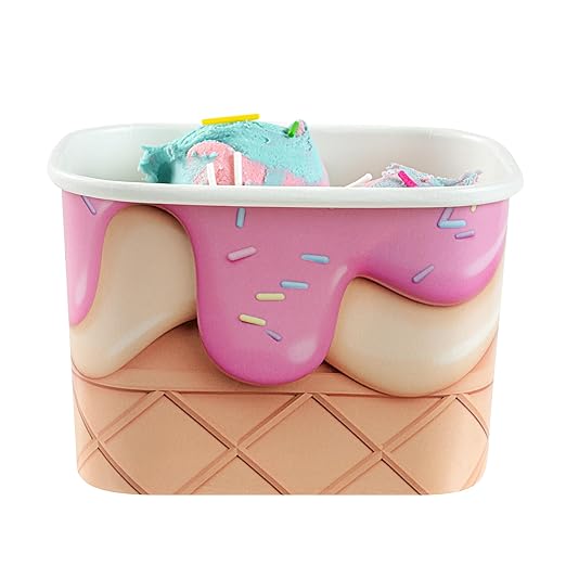 Coppetta 12 Ounce Dessert Cups, 50 Greaseproof Ice Cream Cups - Lids Sold Separately, For Hot And Cold Foods, Vanilla Strawberry Swirl Paper Yogurt Bowls, Disposable, Sturdy - Restaurantware