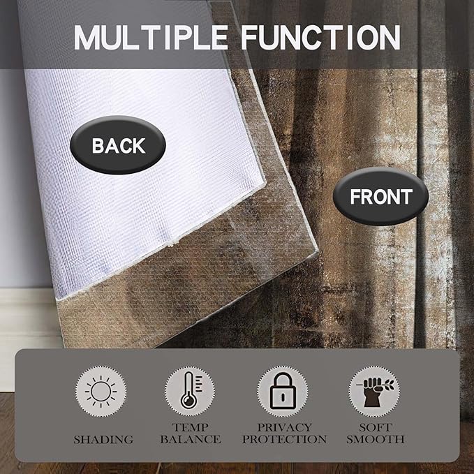 MCALK Brown Kitchen Curtains Tiers Set 2 Piece for Windows Grey Kitchen Window Curtains Set,Modern Abstract Art Valances for Living Room(24" Tiers Set)