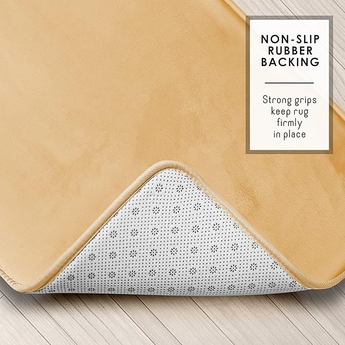 Clara Clark Bathroom Rugs, Velvet Memory Foam Bath Mat, Non-Slip, Machine Washable Bath Rugs - Dries Quickly, Ultra Soft Plush Bath Mats for Bathroom, 17 x 24, Cream