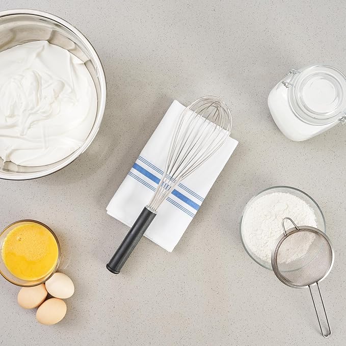 Restaurantware Met Lux 14 Inch x 3.7 Inch Baking Whisk, 1 With Ergonomic Handle Metal Whisk - Dishwasher-Safe, Corrosion-Resistant, Stainless Steel Whisk For Baking, For Whipping, Baking, Or Cooking