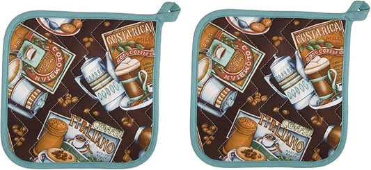 Now Designs Basic Potholders, Coffee Labels, Set of 2
