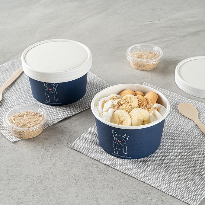 Coppetta 12 Ounce Dessert Cups, 50 Disposable Ice Cream Cups - Lids Sold Separately, Sturdy, Frenchie Paper FroYo Bowls, For Hot And Cold Foods, Perfect For Gelato Or Mousse - Restaurantware