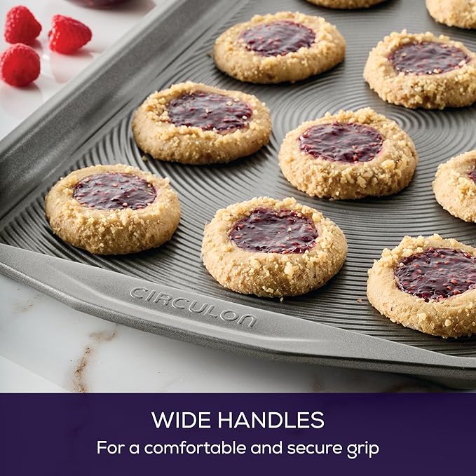 Circulon Nonstick Bakeware 11-Inch x 17-Inch Cookie Pan, Large Cookie Sheets for Baking, Gray