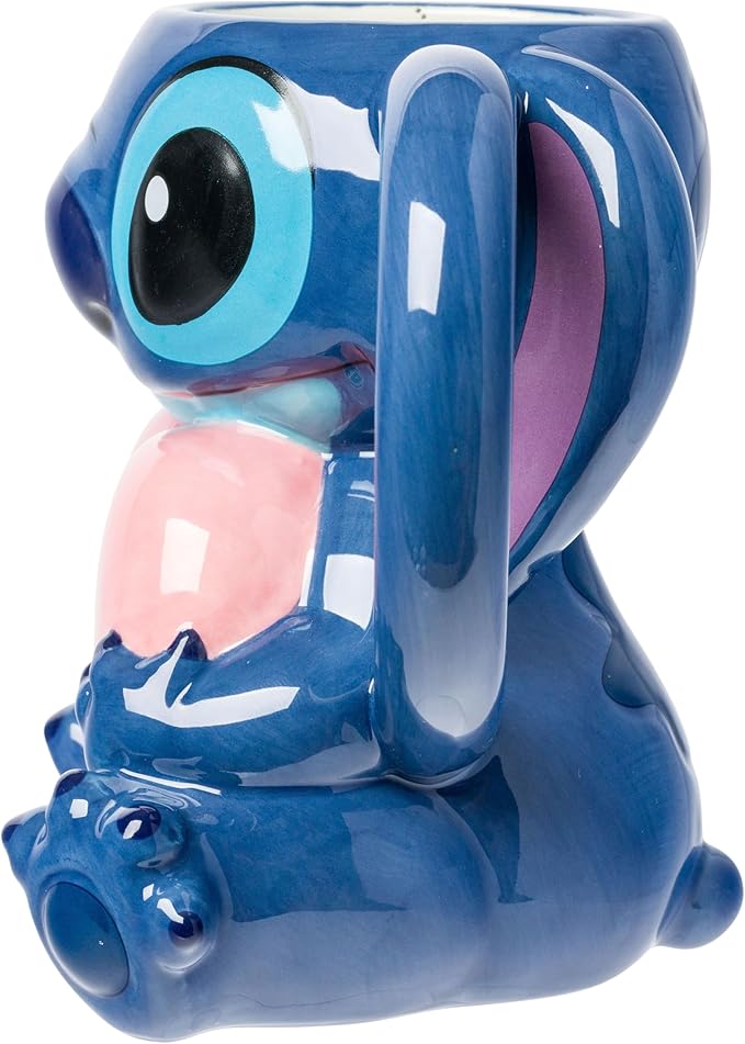 Silver Buffalo Lilo and Stitch Ohana Full Body Ceramic 3D Sculpted Mug Featuring Stitch, 20 Ounces