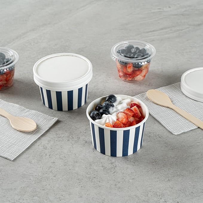 Restaurantware Blue 200 Count To Go Cup Disposable 3 x 3 x 1.8 Inches Paper Mini Cup Grease-Resistant Cup Recyclable Durable Design, Lids Sold Separately