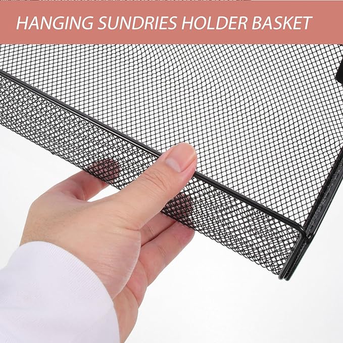 Ipetboom Metal Mesh Basket Phone Organizer Tray Mobile Phones Holder Bedside Hanging Bedside Pocket Organizer Bunk Bed Hanging Organizer Dorm Room Bed Cabinet Office Vegetable Bed Rail