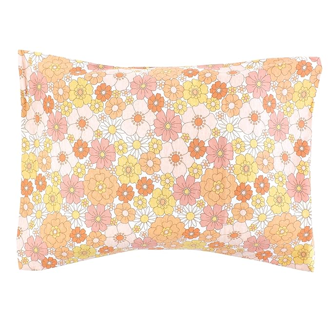 Hudson Baby Unisex Baby Cotton Toddler Pillow Case, Peace Love Flowers, One Size