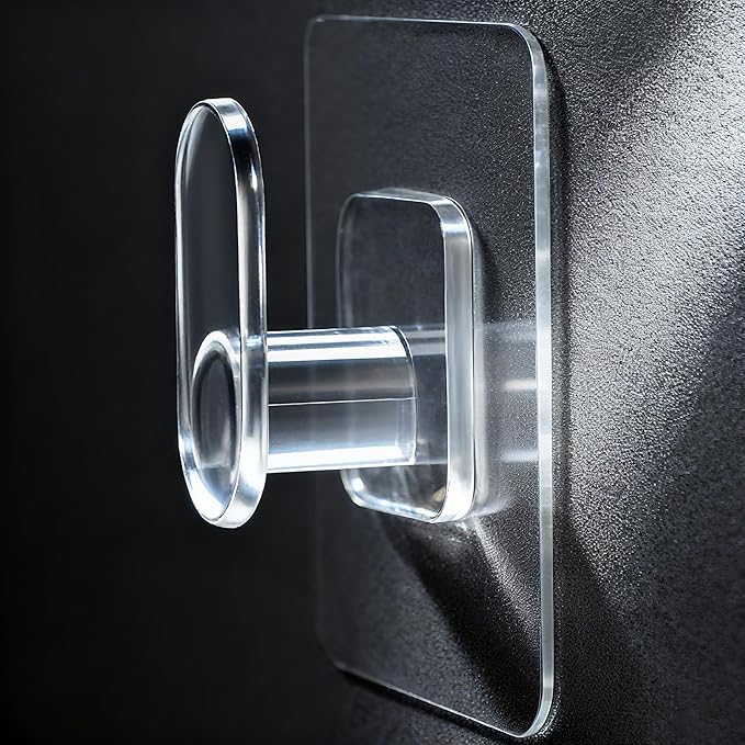 DELITON Clear Cute Storage Hooks, 10 Packs, Adhesion - Stick on Wall for Bathroom Towel&Hanging Robe, Coat