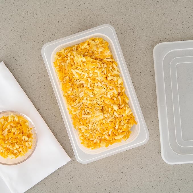 Restaurantware Food Storage Container 10 Pack of 10.3 x 6.2 x 2.5 Inches Plastic Stackable Storage Box White Reusable Label Container Dishwasher Safe For Restaurants And Kitchens