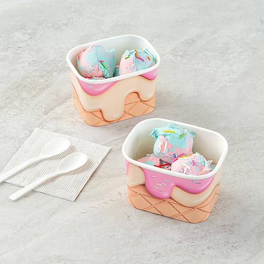 Coppetta 12 Ounce Dessert Cups, 50 Greaseproof Ice Cream Cups - Lids Sold Separately, For Hot And Cold Foods, Vanilla Strawberry Swirl Paper Yogurt Bowls, Disposable, Sturdy - Restaurantware