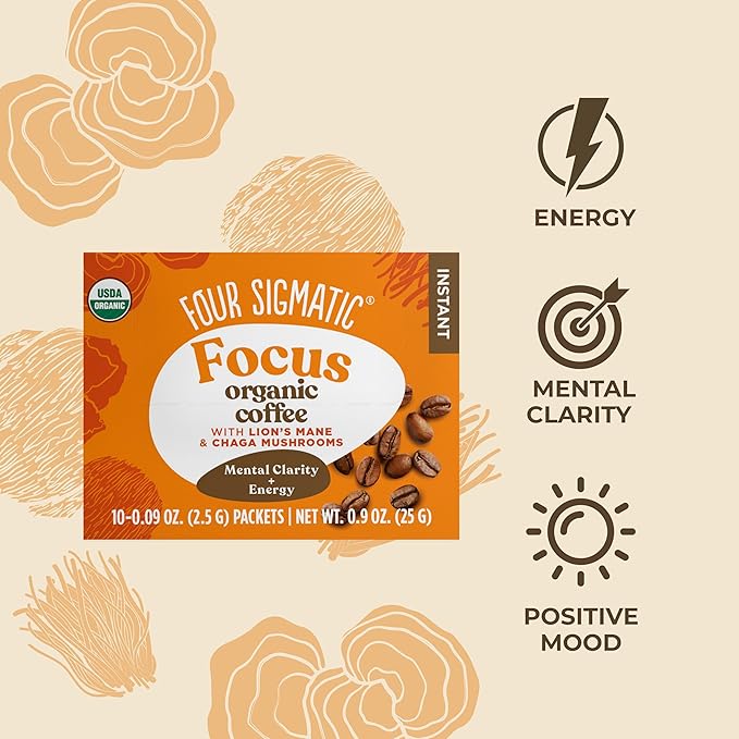 Four Sigmatic Mushroom Coffee Mix Pack of 2 - Lion's Mane and Chaga & Cordyceps and Chaga