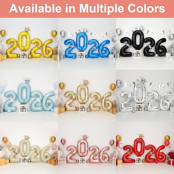 2026 Balloons Rose Gold,40 Inch 2026 Number Balloons with Foil Crown Balloons for Happy New Year Decorations New Years Eve 2026 Graduation Decorations Class of 2026 Party Supplies