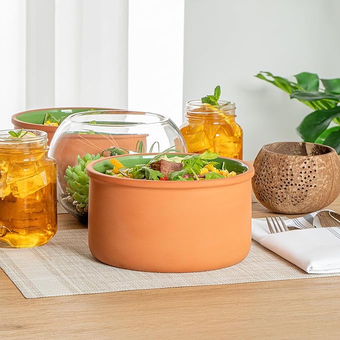 Restaurantware Terracotta Cazuela Bowls 2 Pack of 68 oz Durable Rustic Serving Dish Glazed Oven-Safe Bowl Freezer-Safe Tapas Dish Microwave-Safe Dishwasher-Safe