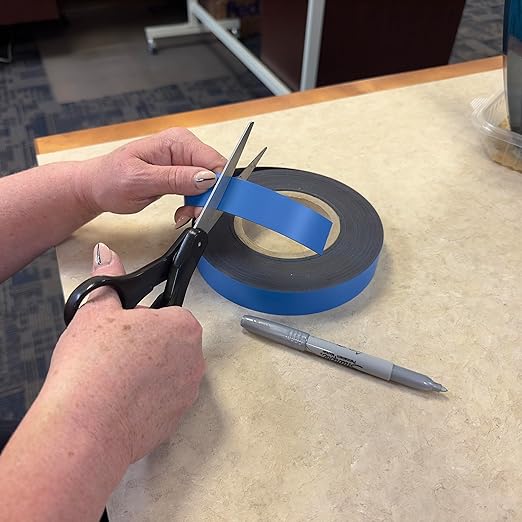 Master Magnetics Magnetic Labeling Strip with Blue Vinyl Surface - 1/32" Thick, 1" Height, 50 Feet, 1 Roll, ZGN03040B/WKS50