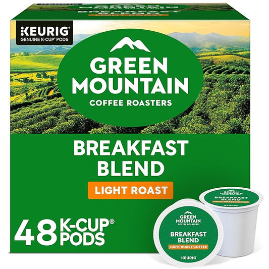 Green Mountain Coffee Roasters Breakfast Blend Single-Serve Keurig K-Cup Pods, Light Roast Coffee, 48 Count