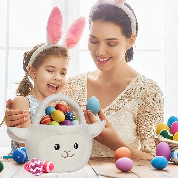 Easter Basket, Easter Baskets for Kids,Sheep Baskets with Handle for Gifts Empty, Bunny Egg Hunting, Basket Stuffers Essentials