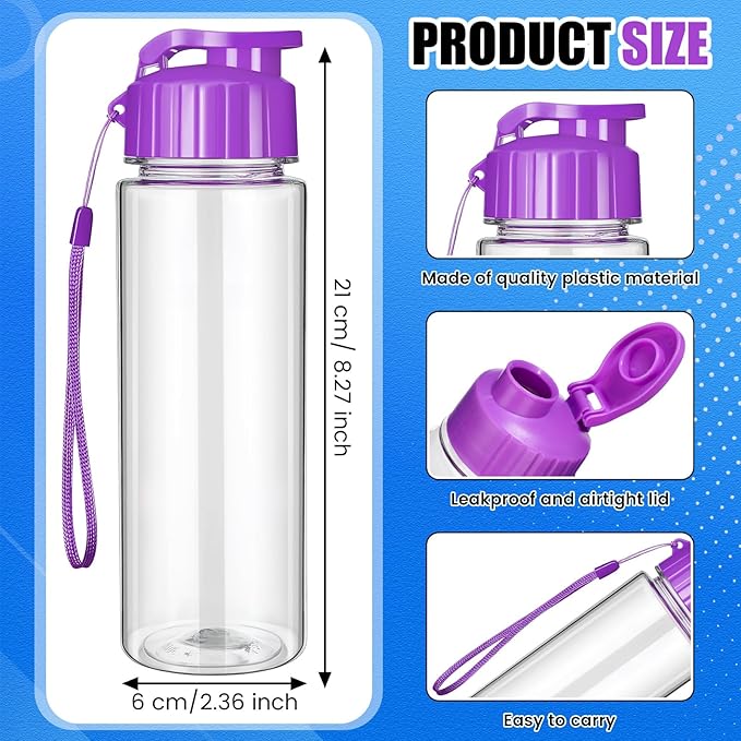 Mifoci 20 Pieces Water Bottle Bulk 17 oz Plastic Water Bottles Bulk Gym Sports Adults Reusable Large Bottles with Leak Proof Flip Top for Party Outdoor (Vibrant Color)