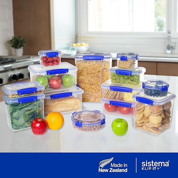 Sistema KLIP IT Large 5L Food Storage Container, Airtight & Stackable, Dishwasher, Freezer, & Microwave-Safe, BPA-Free
