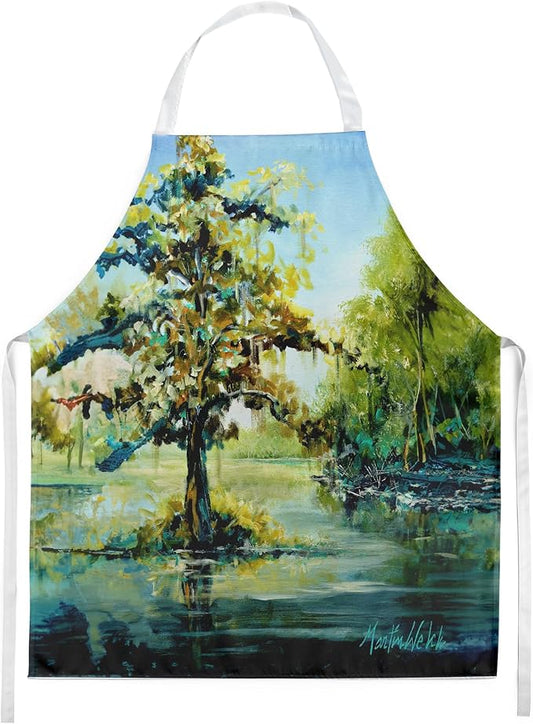 Caroline's Treasures Cypress Tree in the Bayou Blue Apron Cooking Kitchen Server Baking Crafts Gardening for Adult Women Men, Unisex, Large, Multicolor