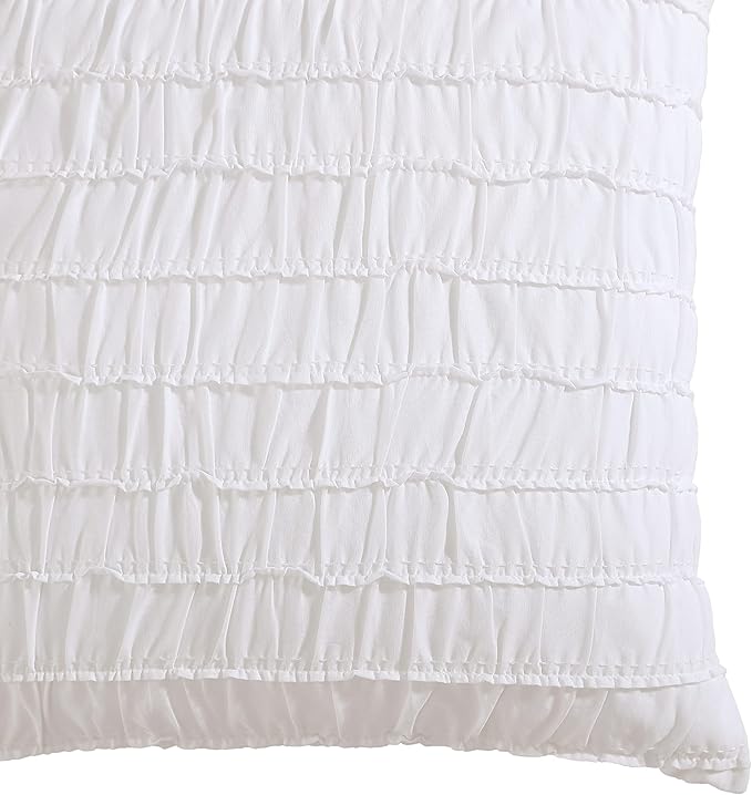 Shabby Chic® - Throw Pillow, Ruched Cotton Bedding with Hidden Zipper, Vintage Inspired Home Decor (Seren White, 20" x 20")