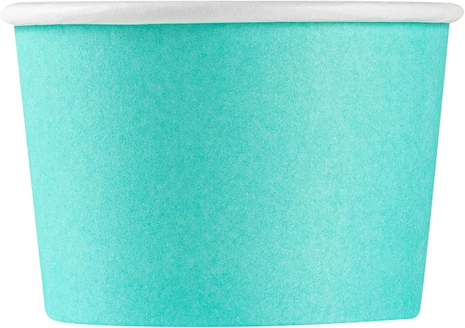 Coppetta 4 Ounce Dessert Cups, 200 Disposable Ice Cream Cups - Lids Sold Separately, Heavy-Duty, Turquoise Paper Frozen Yogurt Bowls, For Hot And Cold Foods - Restaurantware