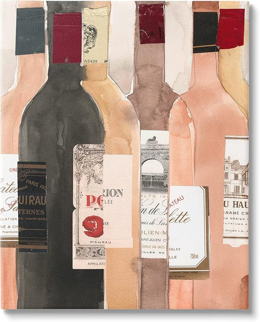 Stupell Industries Timeless Labeled Wine Champagne Bottles Vintage, Design by Samuel Dixon, 24 x 30, Multi-Color