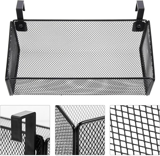 Ipetboom Metal Mesh Basket Phone Organizer Tray Mobile Phones Holder Bedside Hanging Bedside Pocket Organizer Bunk Bed Hanging Organizer Dorm Room Bed Cabinet Office Vegetable Bed Rail