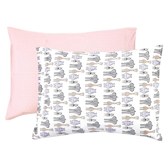 Hudson Baby Unisex Baby and Toddler Cotton Toddler Pillow Case, Pink Safari, One Size